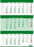 Helmet Wall calendar - Three months green 2024 - Wall Calendar
