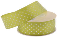 Vikpap Stuha saténová s puntíkem 25mm/25m tm. olivová - Ribbon