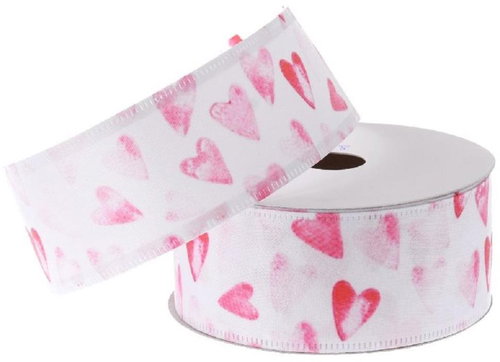 Vikpap Stuha saténová 4 cm/5 m - potisk srdíček - Ribbon - Main image