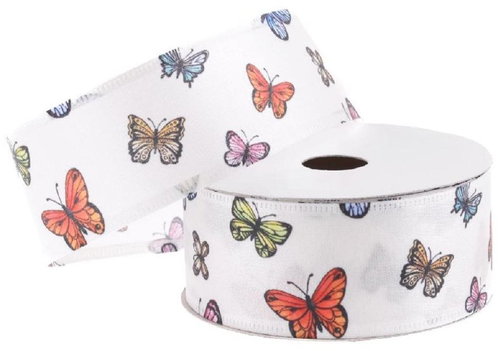 Vikpap Stuha saténová 4 cm/5 m - potisk motýlů - Ribbon - Main image