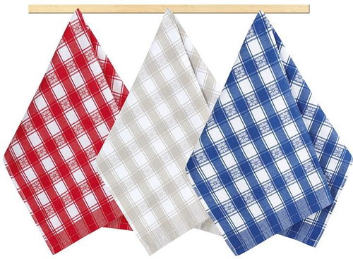Bellatex Set of 3 pieces - 50 × 70 cm - flower - beige, blue, red - Kitchen Towel - Main image
