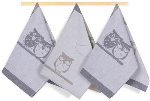 Bellatex Sada 3 kusů - 50 × 70 cm - sovičky hnědé - Kuchyňská utěrka - Hlavní obrázek