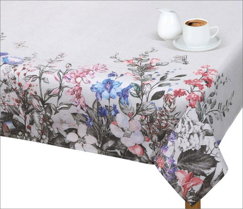 Bellatex Tablecloth EMA - 130 × 200 cm - meadow flowers - grey border - Tablecloth - Main image