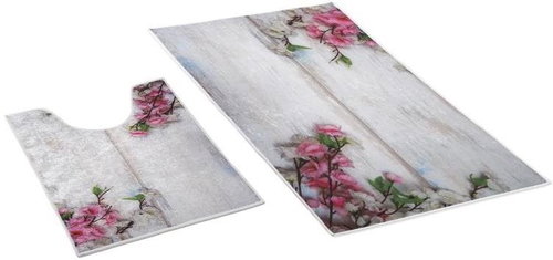 Bellatex 3D tisk sada 60 × 100, 50 × 60 cm WC - růžový květ - Koupelnová předložka - Main image