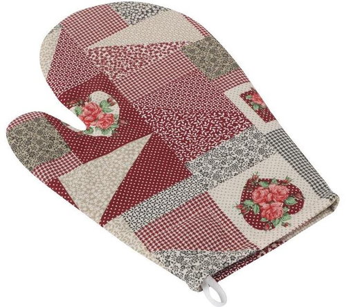 Bellatex 28 × 18 cm - patchwork burgundy - Oven Mitt - Main image