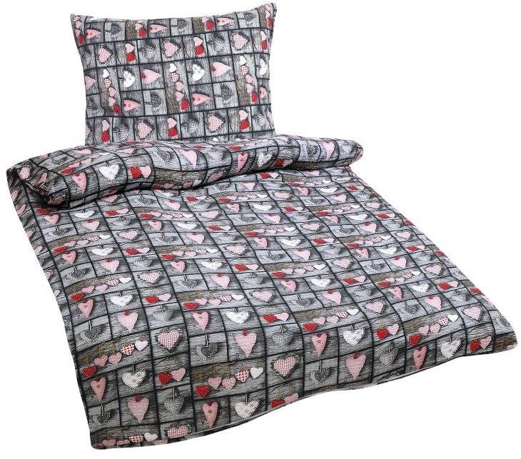 Bellatex krepp - 140 × 200, 70 × 90 cm - piros szívecske