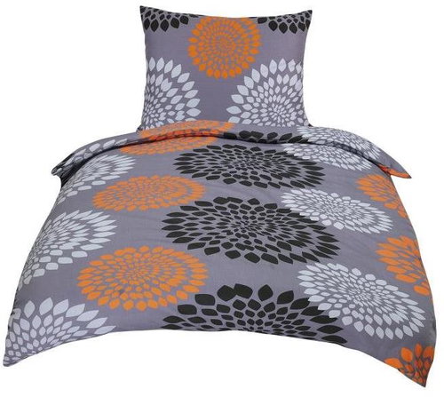 Bellatex Bavlněný satén - 140 × 200, 70 × 90 cm - šedooranžová fantazie - Bed Linen - Main image