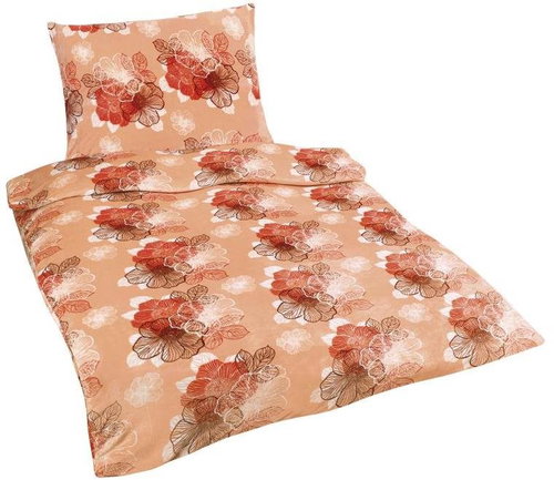 Bellatex Mikroflanel - 140 × 220, 70 × 90 cm - oranžový květ - Bed Linen - Main image