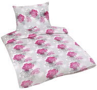 Bellatex Mikroflanel - 140 × 220, 70 × 90 cm - šedorůžový květ - Bed Linen