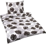 Bellatex Krepové - 140 × 200, 70 × 90 cm - lupení hnědošedé - Bed Linen