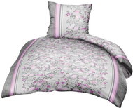 Bellatex Bavlněný satén - 140 × 200, 70 × 90 cm - šedorůžový kvítek - Bed Linen