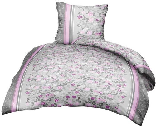 Bellatex Bavlněný satén - 140 × 200, 70 × 90 cm - šedorůžový kvítek - Bed Linen - Main image