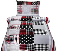 Bellatex Krepové - 140 × 220, 70 × 90 cm - červenošedý patchwork - Bed Linen