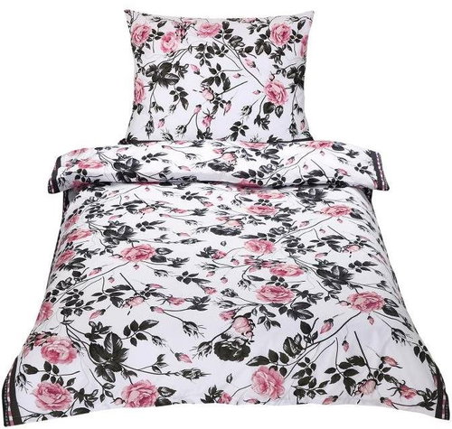 Bellatex Cotton - 140 × 220, 70 × 90 cm - rosehip rose - pink, grey - Bed Linen - Main image