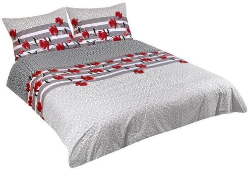 Bellatex Bavlna na dvoudeku - 1x 200 × 220, 2ks 70 × 90 cm - keřík na šedé - Bed Linen - Main image