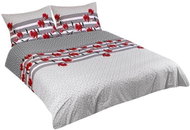 Bellatex Bavlna na dvoudeku - 1x 240 × 200, 2ks 70 × 90 cm - keřík na šedé - Bed Linen