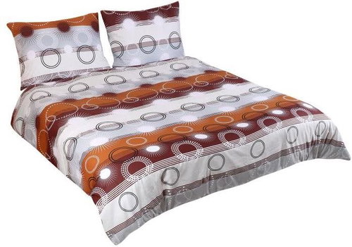 Bellatex Cotton double duvet - 1x 240 × 200, 2pcs 70 × 90 cm - brown rays - Bed Linen - Main image