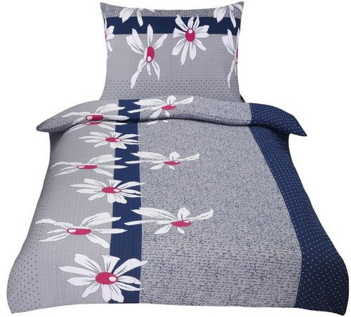 Bellatex Krepové - 140 × 200, 70 × 90 cm - kopretina na šedé - Bed Linen - Main image