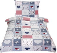Bellatex Bavlněné - 140 × 220, 70 × 90 cm - modré srdce - Bed Linen