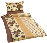 Bellatex Bavlněné - 140 × 200, 70 × 90 cm - hnědá růže s kostičkou - Bed Linen