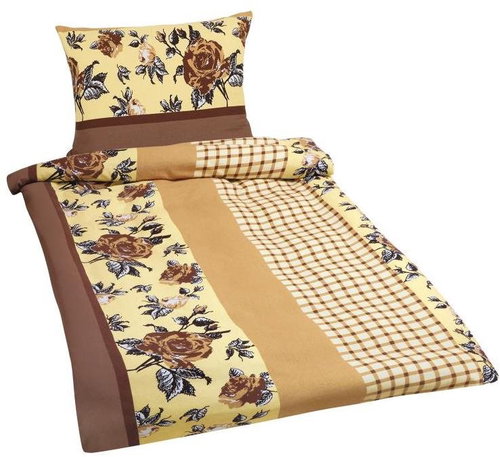 Bellatex Bavlněné - 140 × 200, 70 × 90 cm - hnědá růže s kostičkou - Bed Linen - Main image