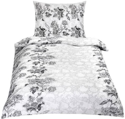 Bellatex Krepové - 140 × 220, 70 × 90 cm - pnoucí květ šedý - Bed Linen - Main image