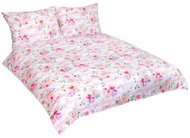 Bellatex Bavlna na dvoudeku - 1x 220 × 200, 2ks 70 × 90 cm - růžový květ s pruhem - Bed Linen