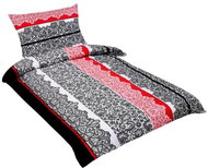 Bellatex Bavlněné - 140 × 220, 70 × 90 cm - černočervená krajka - Bed Linen
