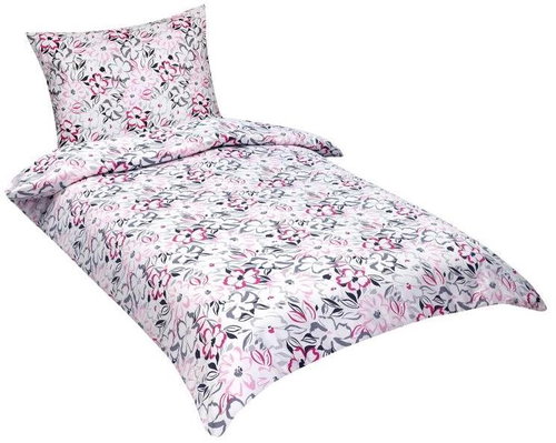 Bellatex Bavlněný satén - 140 × 220, 70 × 90 cm - růžové květy - Bed Linen - Main image