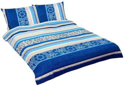 Bellatex Crepe on double blanket - 1x 240 × 200, 2pcs 70 × 90 cm - blue orient - Bed Linen - Main image