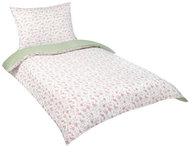 Bellatex Krepové - 140 × 220, 70 × 90 cm - růžovozelený květ / zelený proužek - Bed Linen