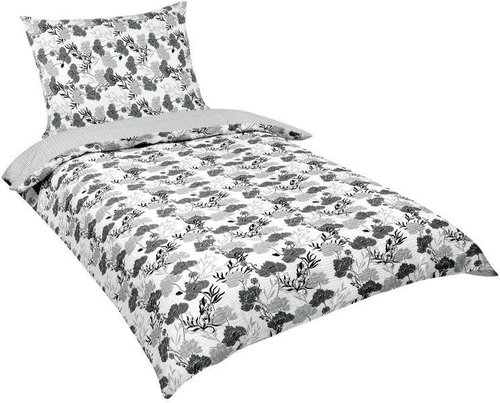 Bellatex Krepové - 140 × 200, 70 × 90 cm - šedý květ / šedý proužek - Bed Linen - Main image