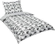 Bellatex Krepové - 140 × 220, 70 × 90 cm - šedý květ / šedý proužek - Bed Linen