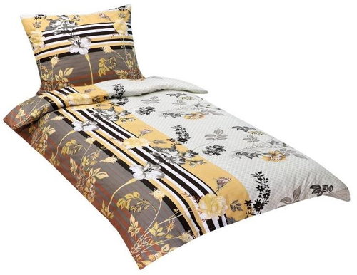 Bellatex Bavlněné - 140 × 220, 70 × 90 cm - šedobéžové květy - Bed Linen - Main image
