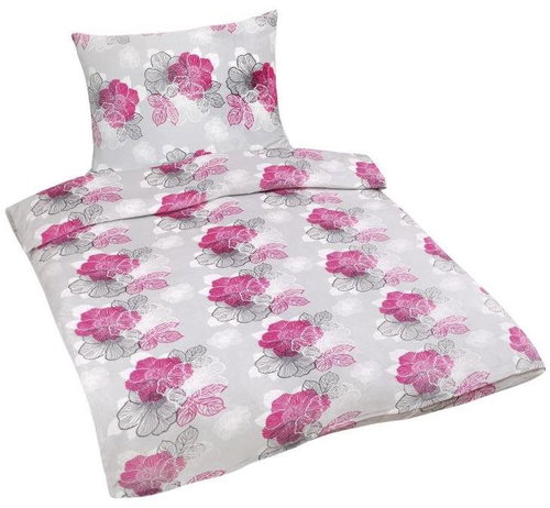 Bellatex Mikroflanel - 140 × 200, 70 × 90 cm - šedorůžový květ - Bed Linen - Main image