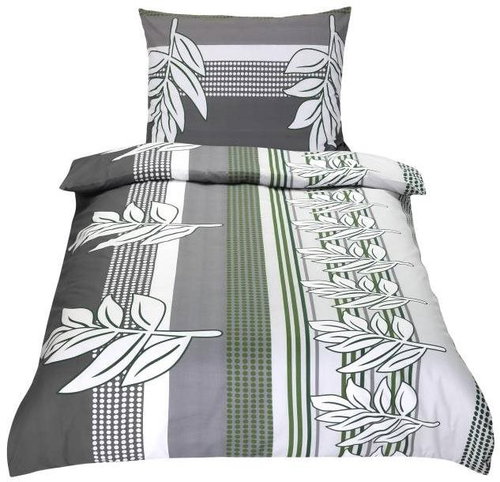 BELLATEX s.r.o. Povlečení bavlna 90/607 N šedozelený lupen 140 × 200, 70 × 90 - Bed Linen - Main image