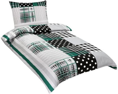 BELLATEX s.r.o. Povlečení bavlna 90/622 N zelený patchwork 140 × 200, 70 × 90 - Bed Linen - Main image