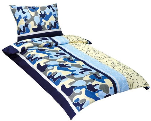 BELLATEX s. r. o. Linen crepe 80/510 blue puzzle 140 × 200, 70 × 90 - Bed Linen - Main image