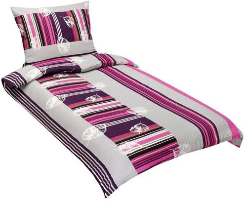 BELLATEX s. r. o. Linen crepe 80/823 purple stripes 140 × 200, 70 × 90 - Bed Linen - Main image
