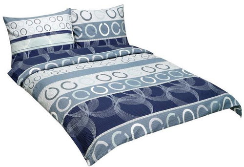Bellatex s.r.o. Povlečení krep F 80/506 modrošedé kruhy 1ks 240x220, 2ks 70x90 - Povlečení - Main image