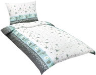 Bellatex s.r.o. Povlečení flanel 12/561 tyrkysový květ s pruhem 140x220, 70x90 - Povlečení