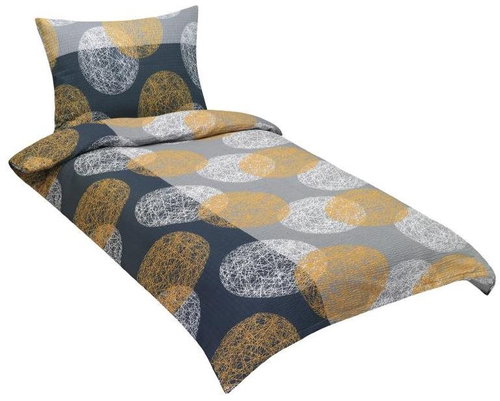 Bellatex Linen cotton 90/865 grey-orange balls 140 × 200, 70 × 90 cm - Bed Linen - Main image