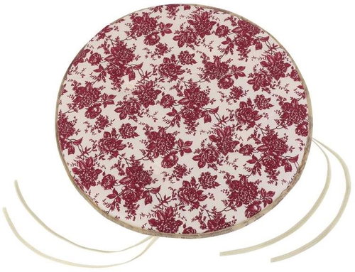 Bellatex Adéla round smooth - diameter 40 cm, height of purl 2 cm - burgundy flower - Pillow Seat - Main image