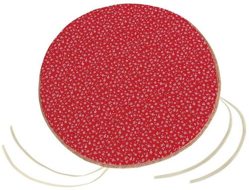 Bellatex Adéla round smooth - diameter 40 cm, height of purl 2 cm - red flower - Pillow Seat - Main image