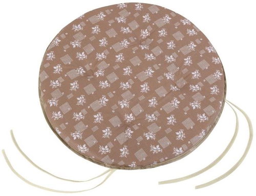 Bellatex Adéla round smooth - diameter 40 cm, height of purl 2 cm - brown flower - Pillow Seat - Main image