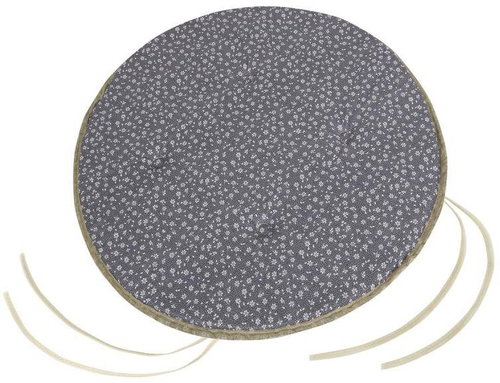 Bellatex Adéla round smooth - diameter 40 cm, height of purl 2 cm - grey flower - Pillow Seat - Main image
