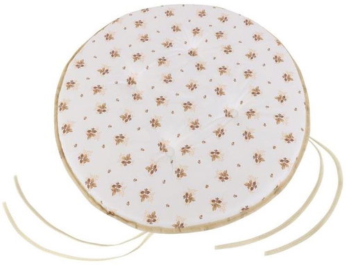 Bellatex Adéla round smooth - diameter 40 cm, height of purl 3 cm - beige flower - Pillow Seat - Main image