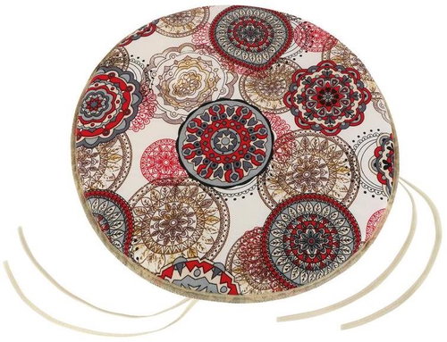 Bellatex Adéla round smooth - diameter 40 cm, height of purl 3 cm - mandala red - Pillow Seat - Main image