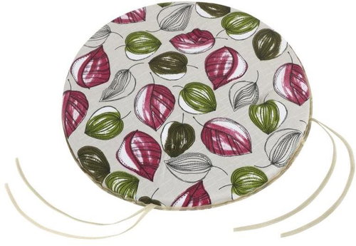 Bellatex BERTA round smooth - diameter 40 cm, height of purple 3 cm - leaves - Pillow Seat - Main image