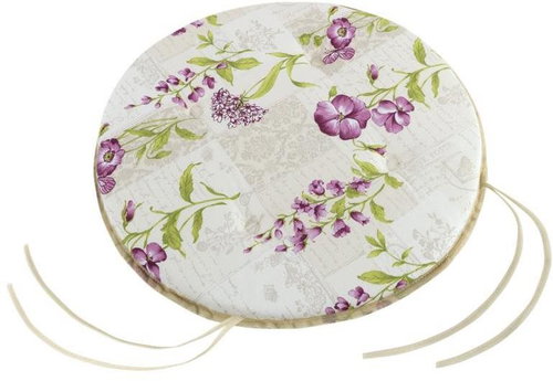 Bellatex EMA round smooth - diameter 40 cm, height of purple 3 cm - purple flowers - Pillow Seat - Main image